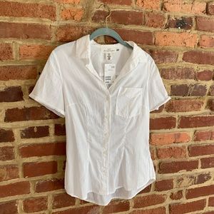 H&M White Short Sleeve Button Up Shirt